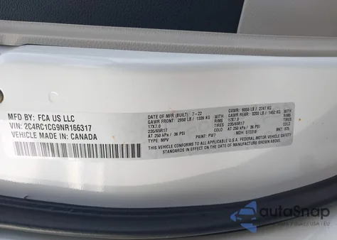 2022 Chrysler Voyager Lx from USA, damaged, VIN 2C4RC1CG9NR166317